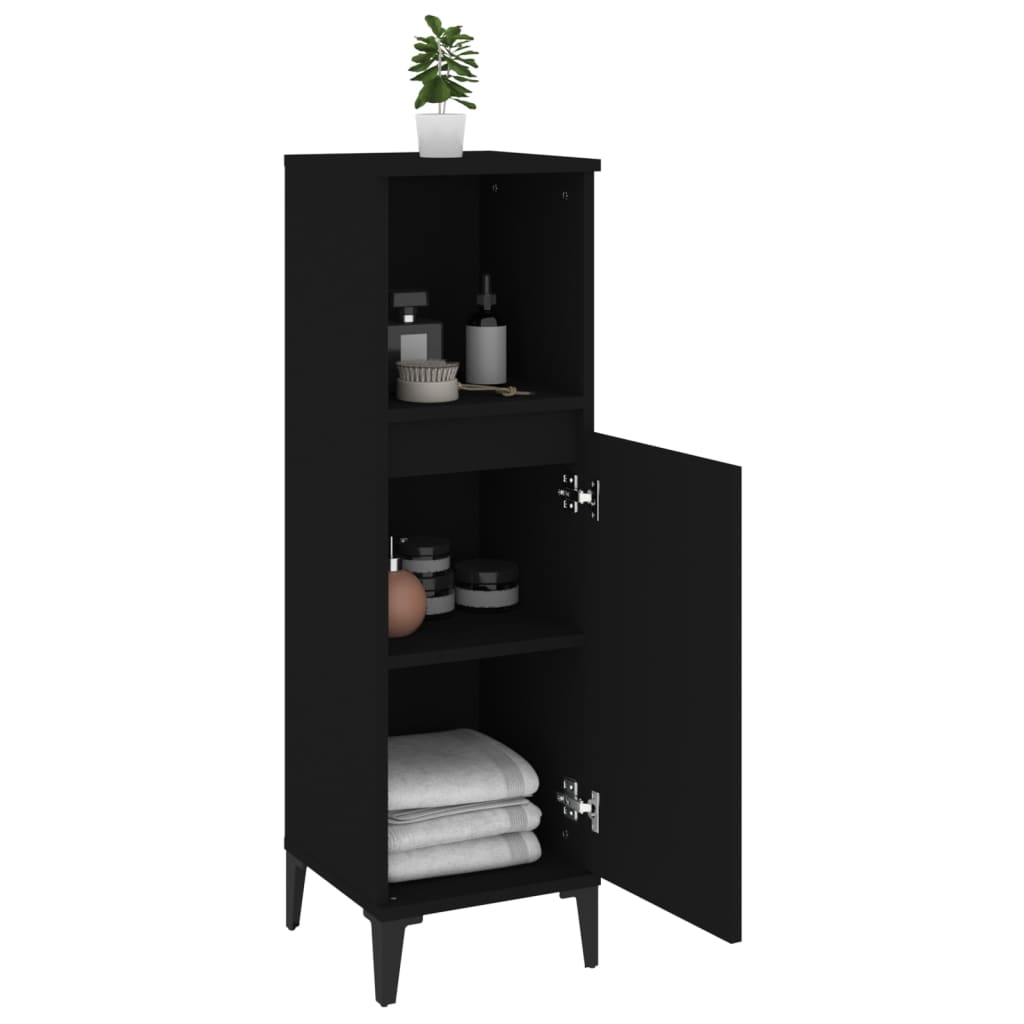vidaXL Szafka łazienkowa, czarna 30x30x100 cm, materiał drewnopochodny