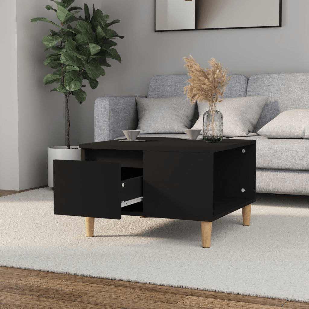vidaXL Stolik kawowy, czarny, 55x55x36,5 cm, materiał drewnopochodny
