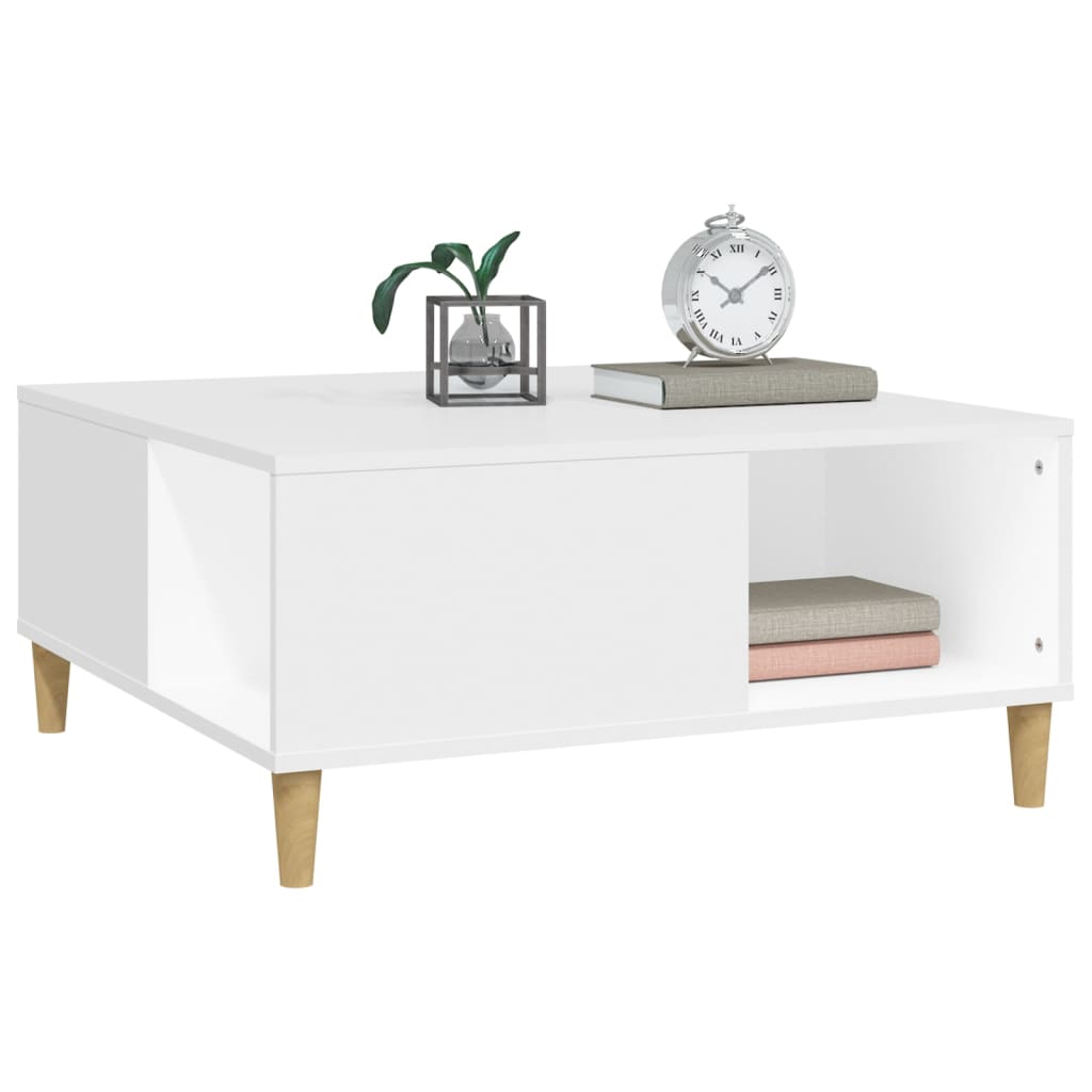 vidaXL Stolik kawowy, biały 80x80x36,5 cm, materiał drewnopochodny