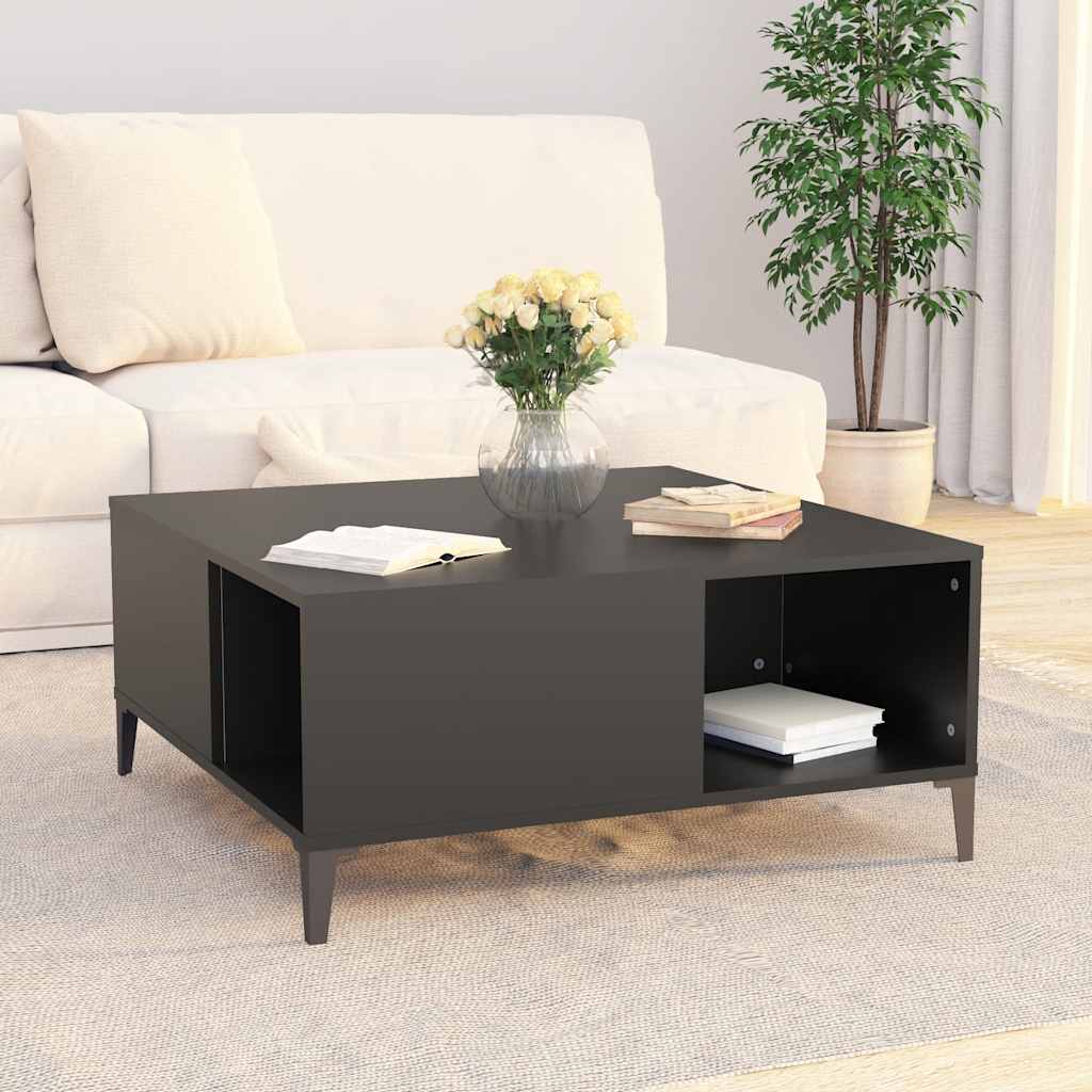 vidaXL Stolik kawowy, czarny, 80x80x36,5 cm, materiał drewnopochodny
