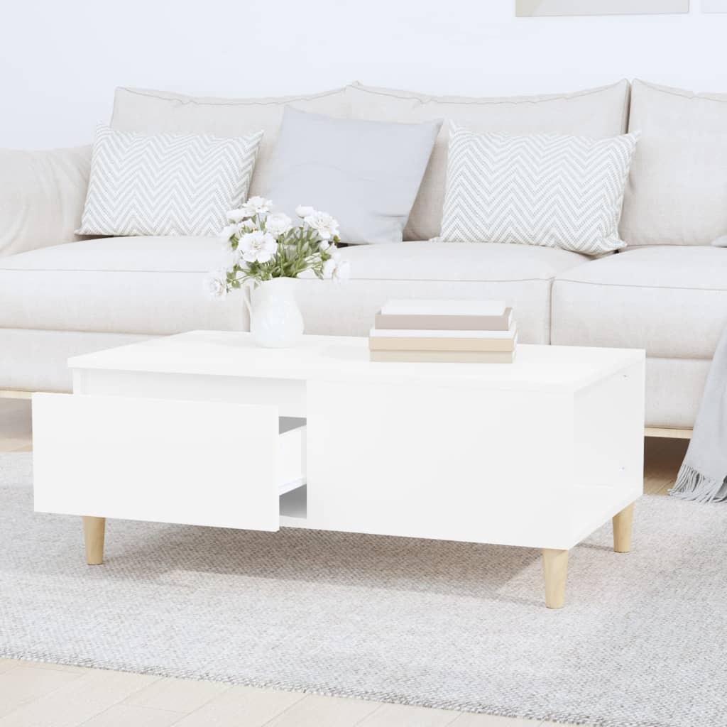 vidaXL Stolik kawowy, biały 90x50x36,5 cm, materiał drewnopochodny