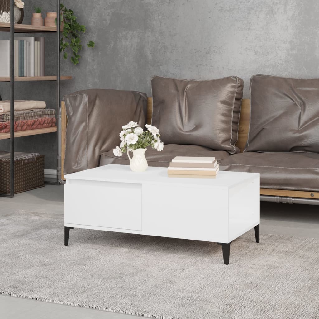 vidaXL Stolik kawowy, biały 90x50x36,5 cm, materiał drewnopochodny