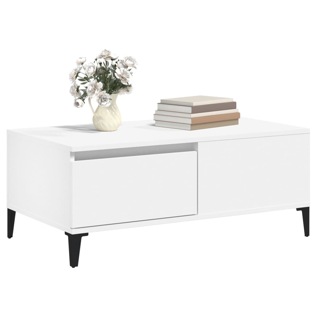 vidaXL Stolik kawowy, biały 90x50x36,5 cm, materiał drewnopochodny