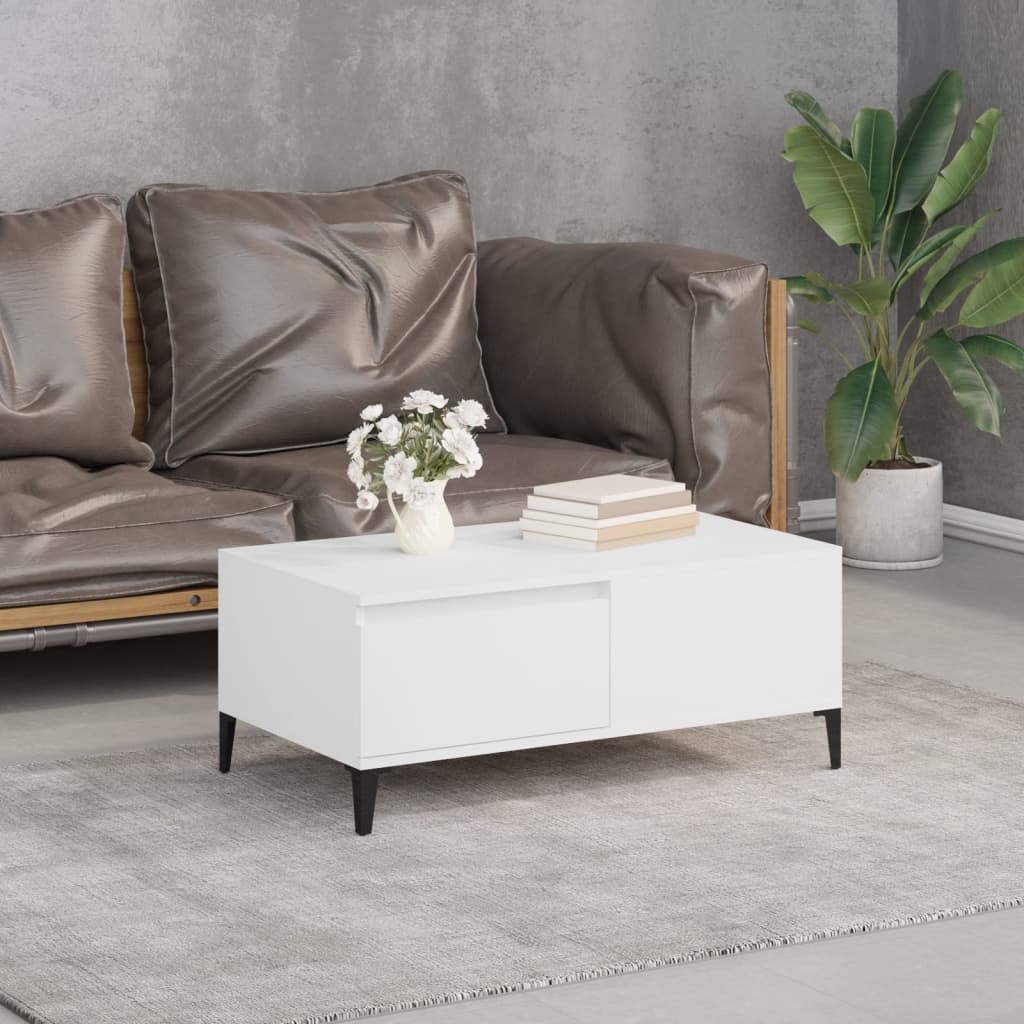 vidaXL Stolik kawowy, biały 90x50x36,5 cm, materiał drewnopochodny