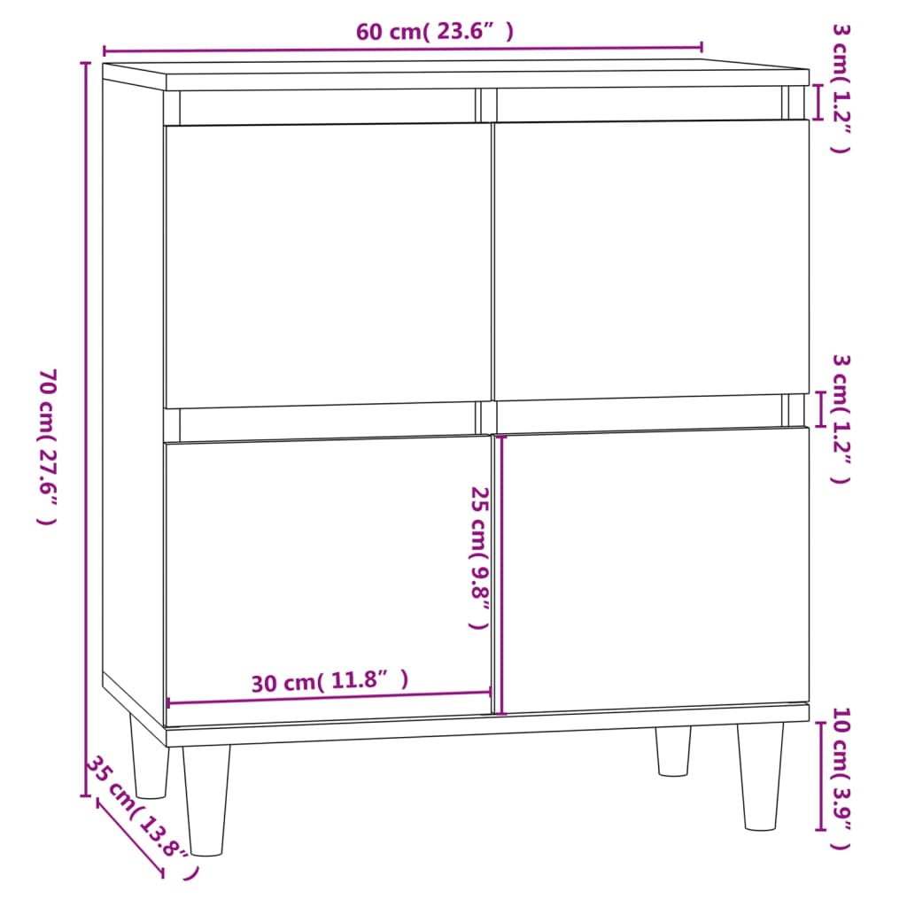 vidaXL Komoda, czarna, 60x35x70 cm, materiał drewnopochodny