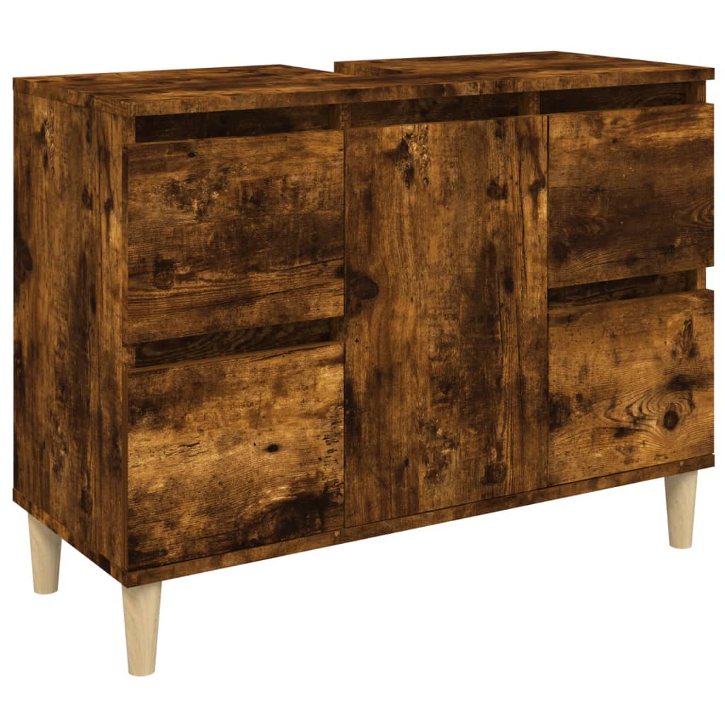 vidaXL Szafka pod umywalkę, przydymiony dąb, 80x33x60 cm