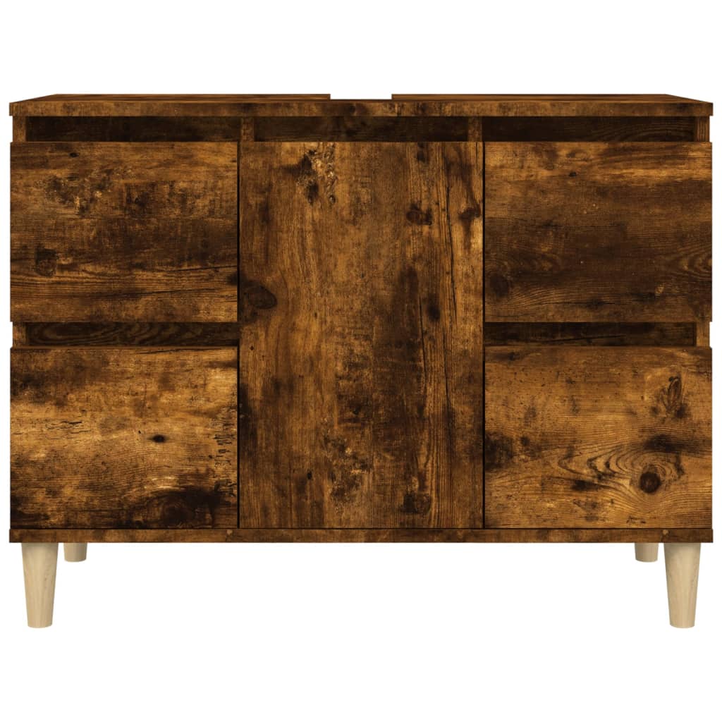 vidaXL Szafka pod umywalkę, przydymiony dąb, 80x33x60 cm