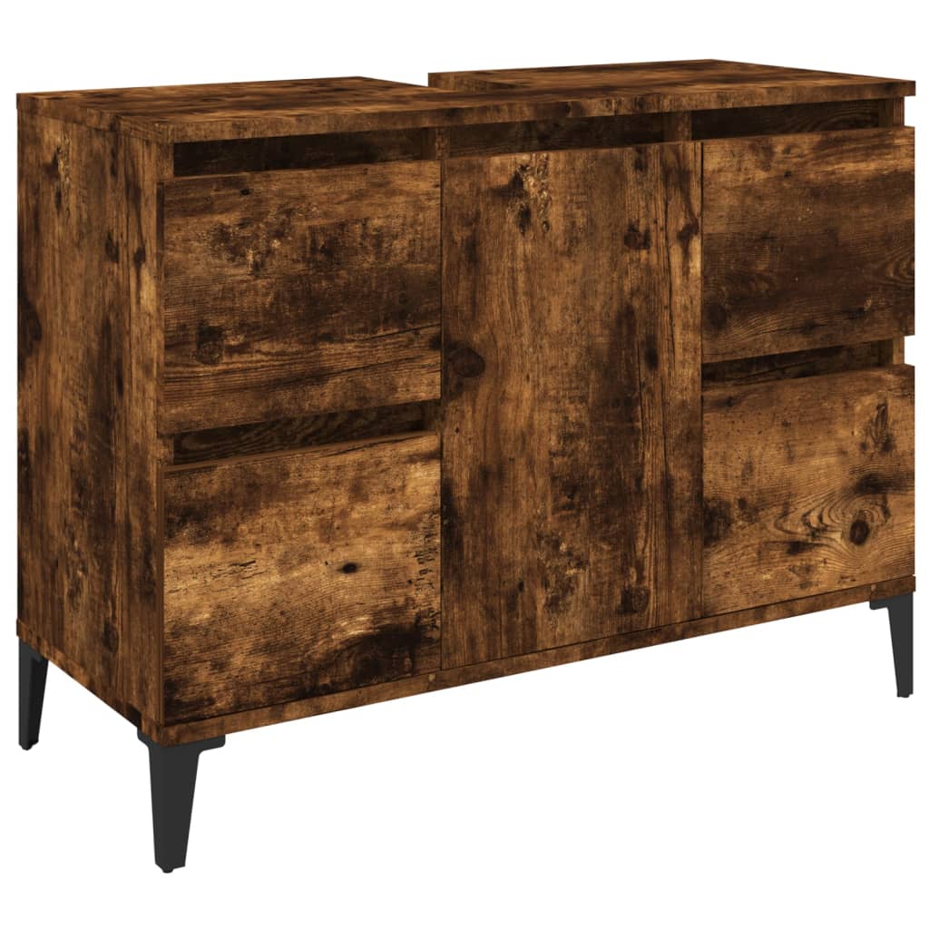 vidaXL Szafka pod umywalkę, przydymiony dąb, 80x33x60 cm
