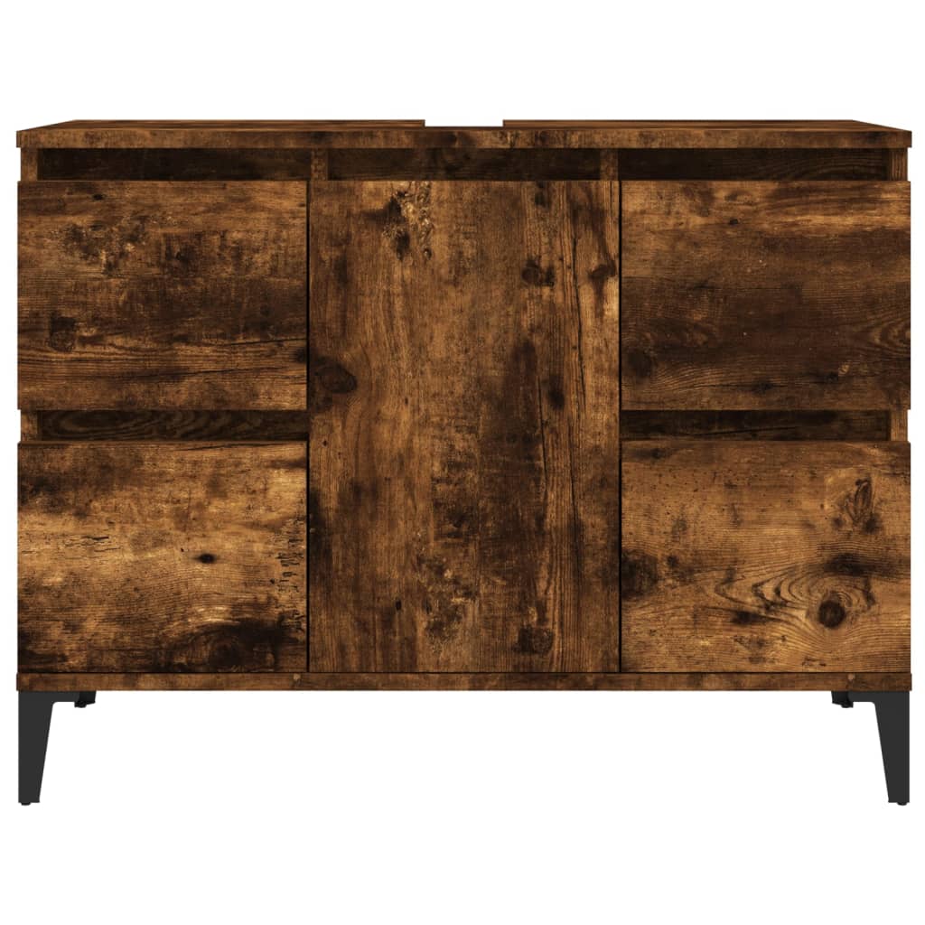 vidaXL Szafka pod umywalkę, przydymiony dąb, 80x33x60 cm