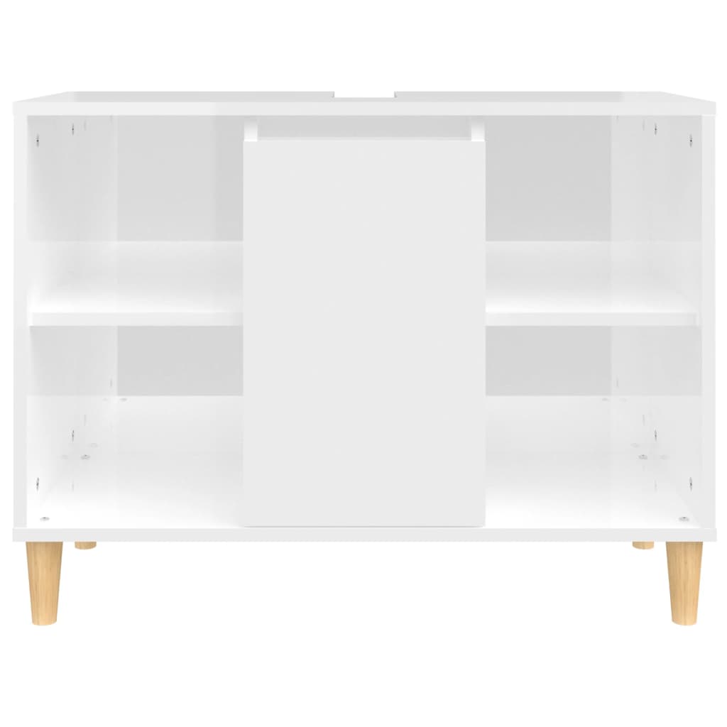 vidaXL Szafka pod umywalkę, biała, wysoki połysk, 80x33x60 cm