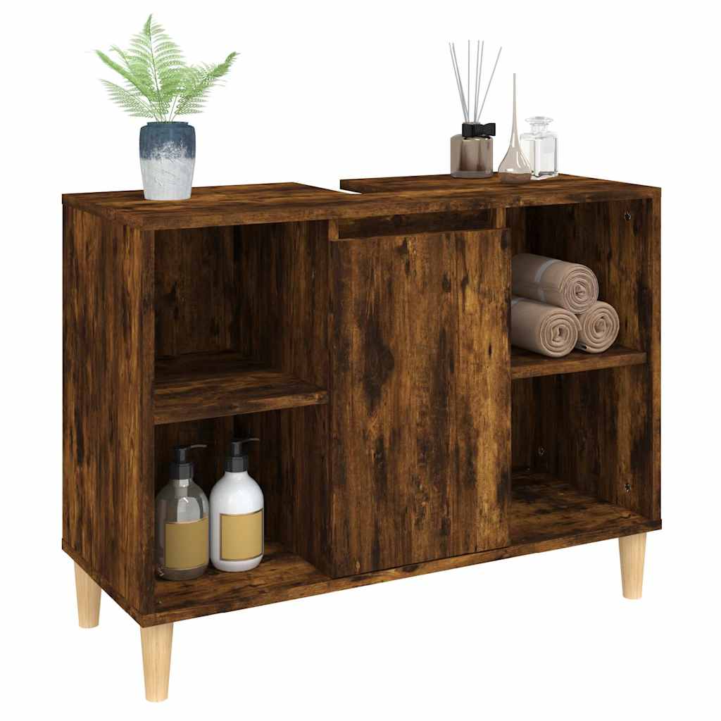 vidaXL Szafka pod umywalkę, przydymiony dąb, 80x33x60 cm