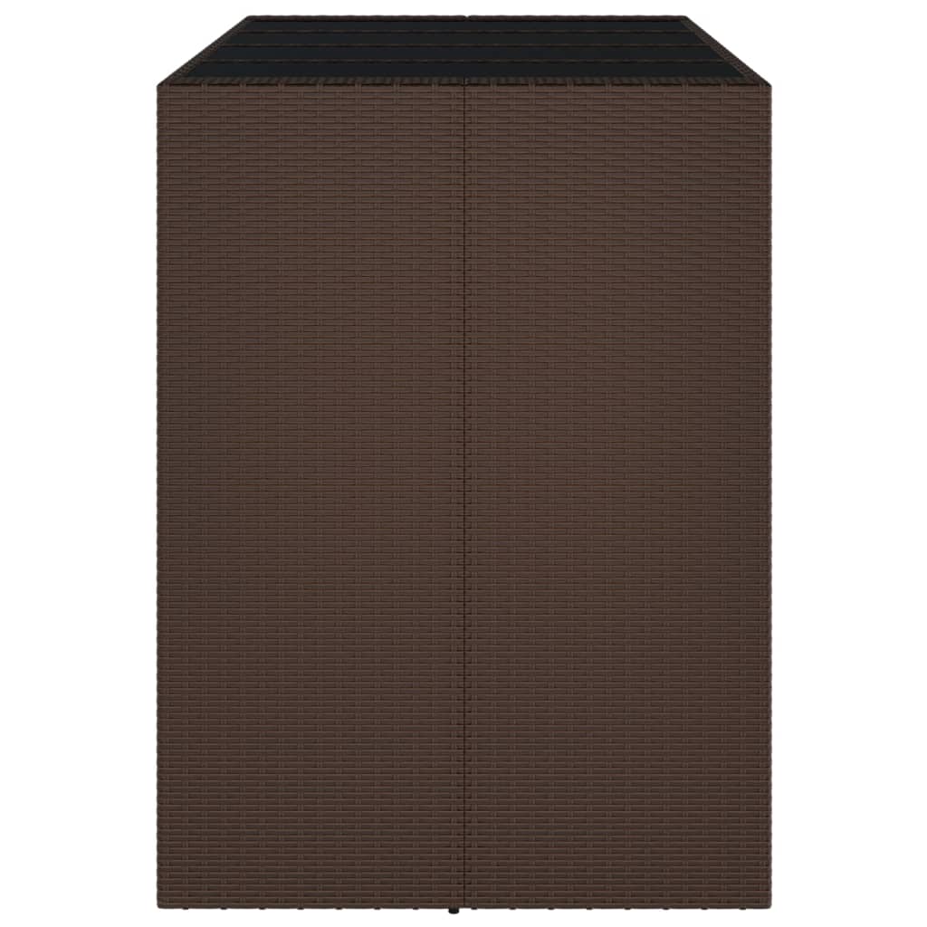 vidaXL Stolik barowy ze szklanym blatem, brązowy, 145x80x110 cm