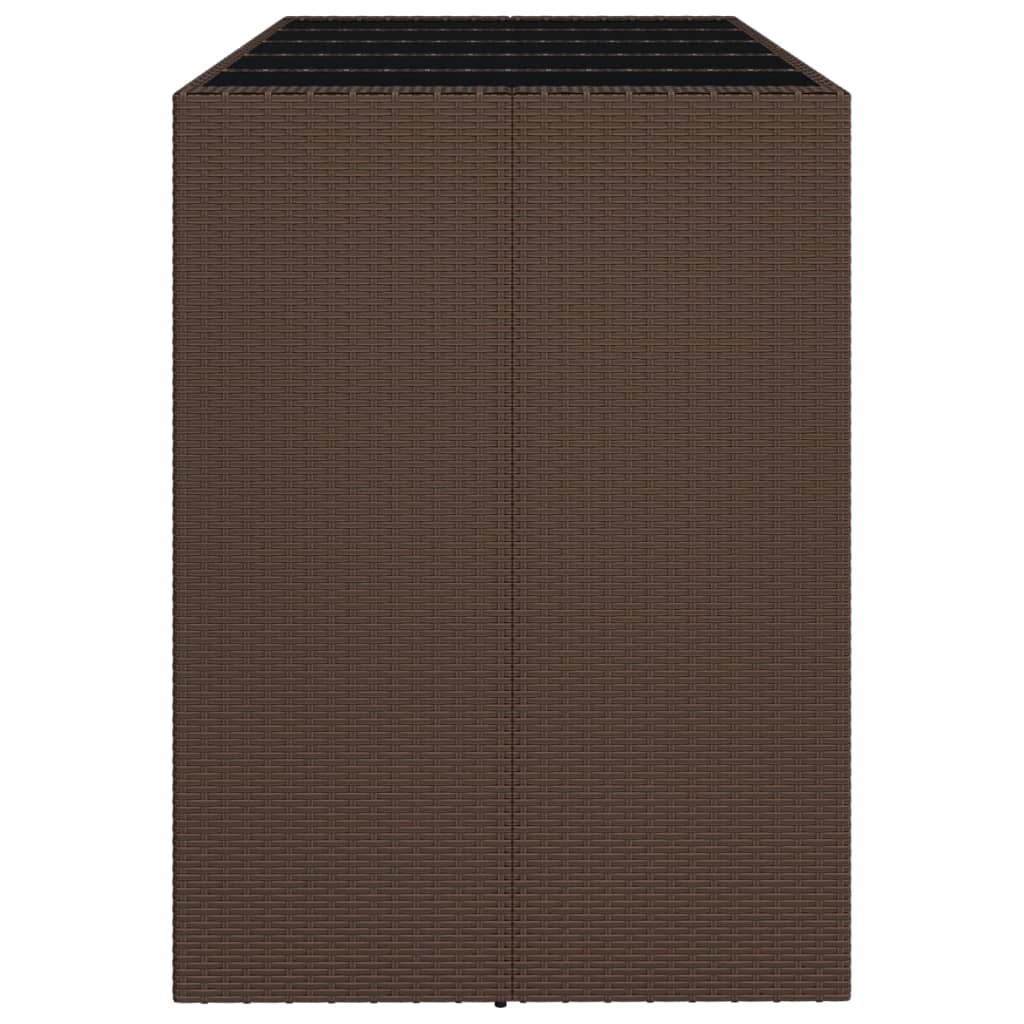 vidaXL Stolik barowy ze szklanym blatem, brązowy, 185x80x110 cm