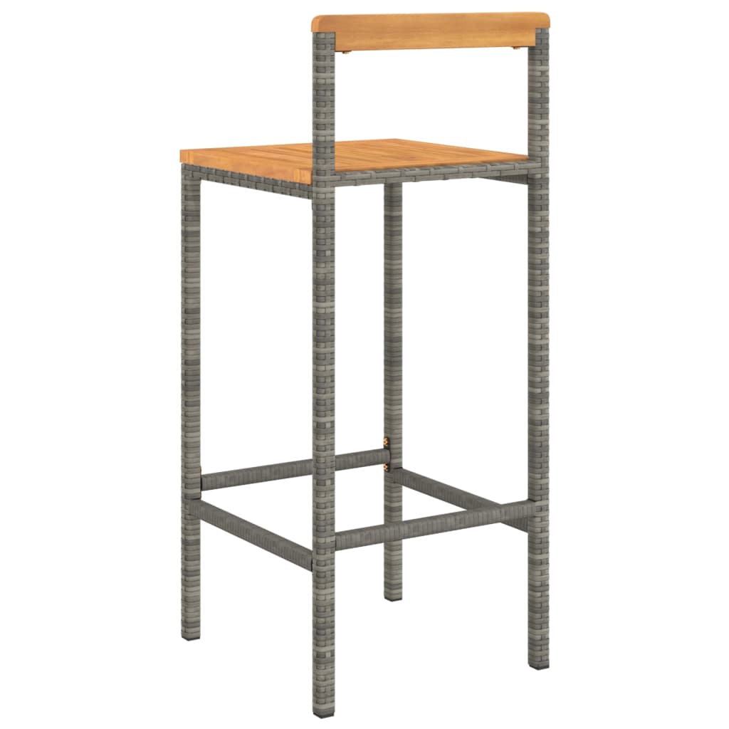 vidaXL Stołki barowe, 4 szt., szary polirattan i lite drewno akacjowe