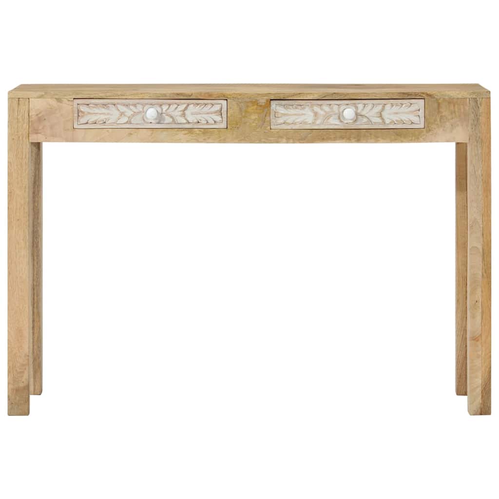 vidaXL Stolik konsolowy, 110x30x75 cm, bielone drewno mango