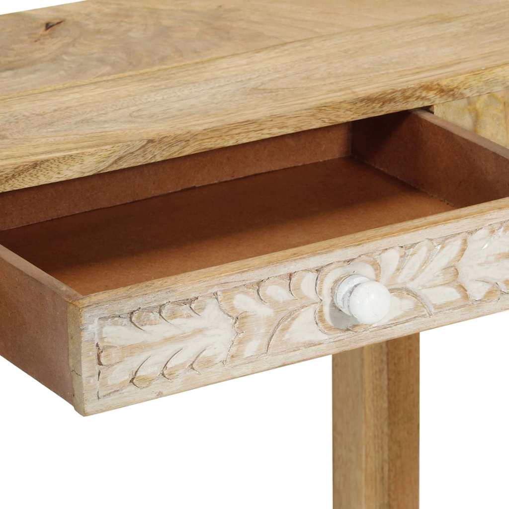 vidaXL Stolik konsolowy, 110x30x75 cm, bielone drewno mango