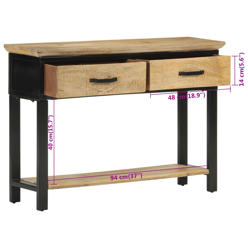 vidaXL Stolik konsolowy, 110x30x75 cm, surowe drewno mango