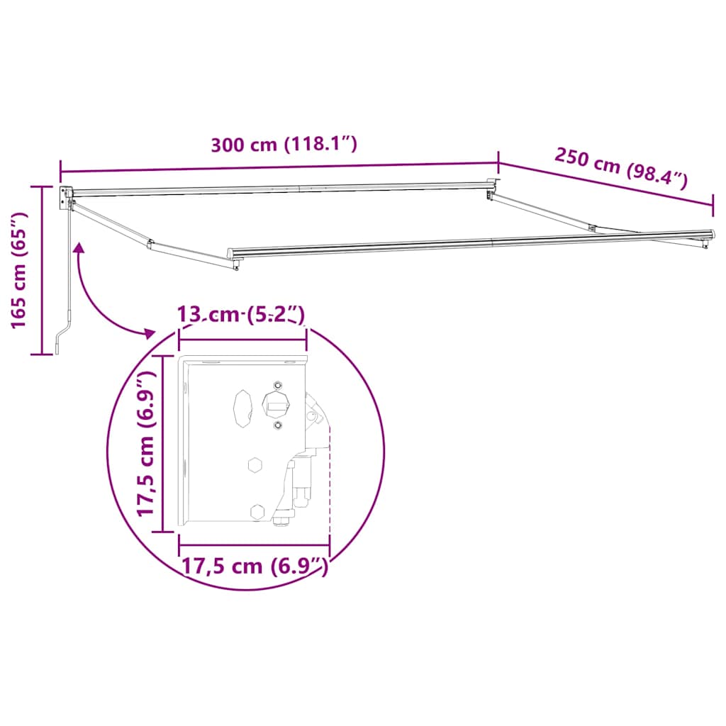 vidaXL Manual Awning Frame 3 x 2,5 m antracytowy