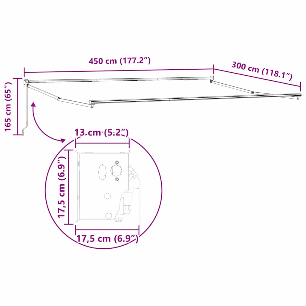 vidaXL Manual Awning Frame 4,5 x 3 m antracytowy