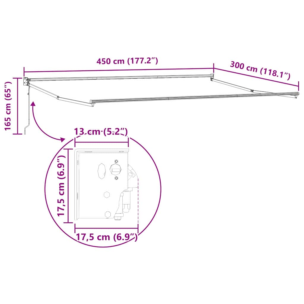 vidaXL Electric Awning Frame 4,5 x 3 m antracytowy
