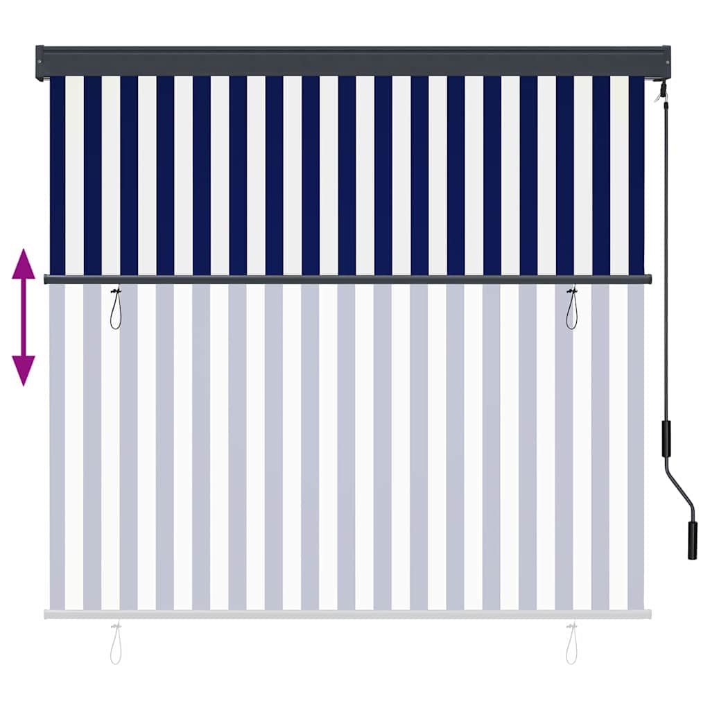 vidaXL Roleta Niebieski i biały 180 x 250 cm Materiał i Aluminium