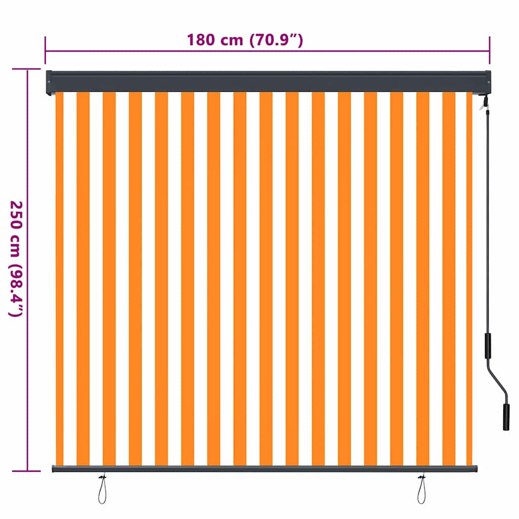 vidaXL Roleta Biały i Pomarańczowy 180 x 250 cm Materiał i Aluminium