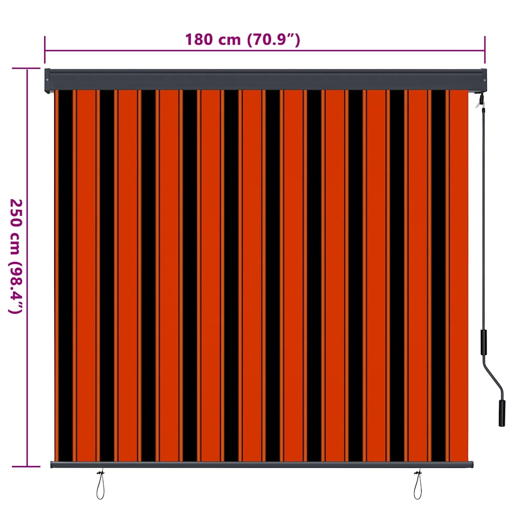 vidaXL Roleta Pomarańczowy i brązowy 180 x 250 cm Materiał i Aluminium