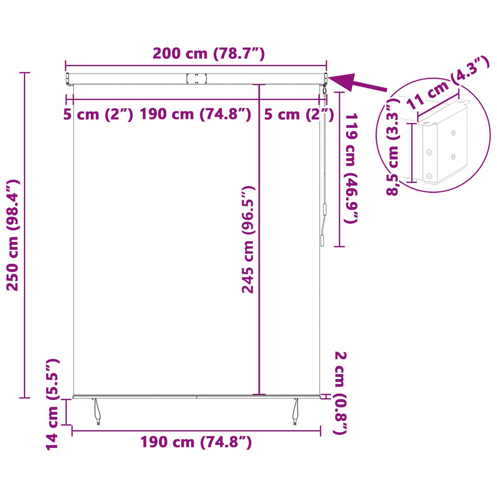 vidaXL Roleta Żółty i Niebieski 200 x 250 cm Materiał i Aluminium