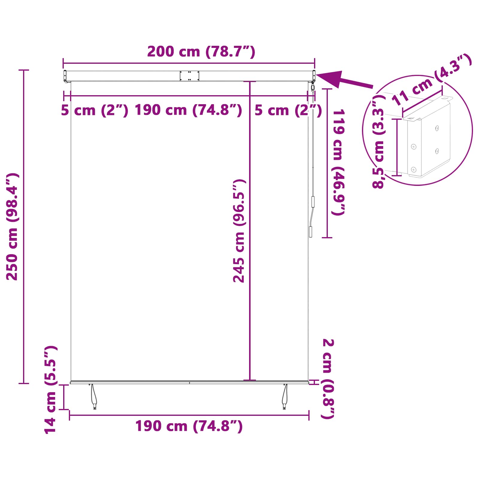 vidaXL Roleta Żółty i Niebieski 200 x 250 cm Materiał i Aluminium