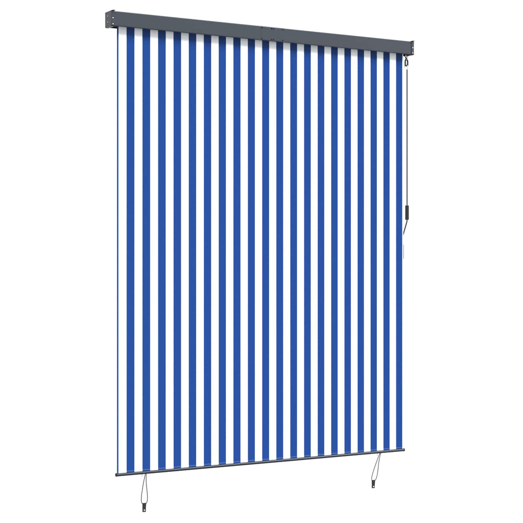 vidaXL Roleta Niebieski i biały 200 x 250 cm Materiał i Aluminium