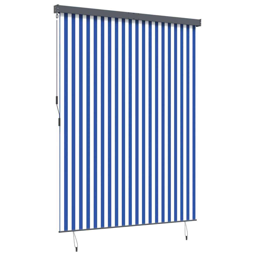 vidaXL Roleta Niebieski i biały 200 x 250 cm Materiał i Aluminium