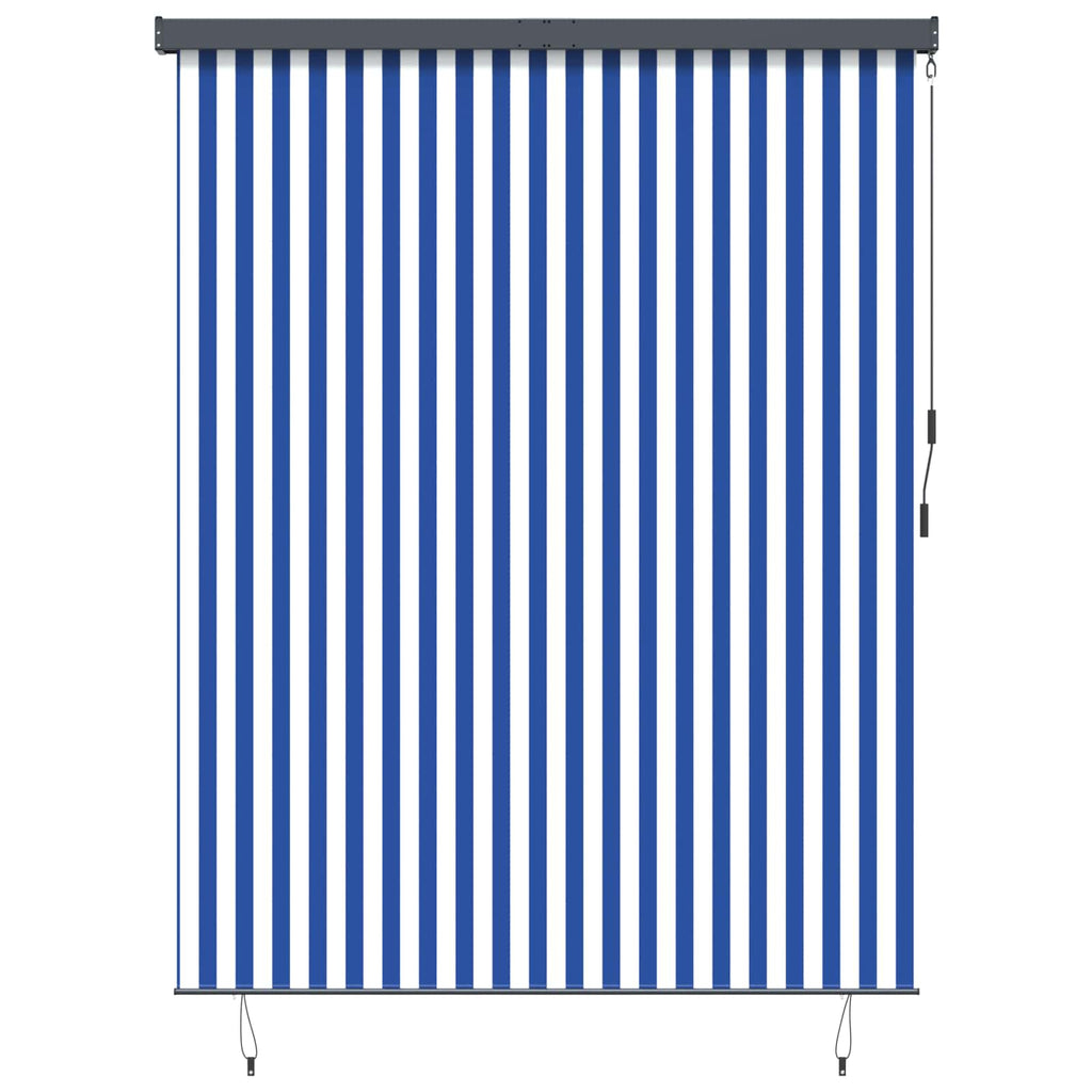 vidaXL Roleta Niebieski i biały 200 x 250 cm Materiał i Aluminium