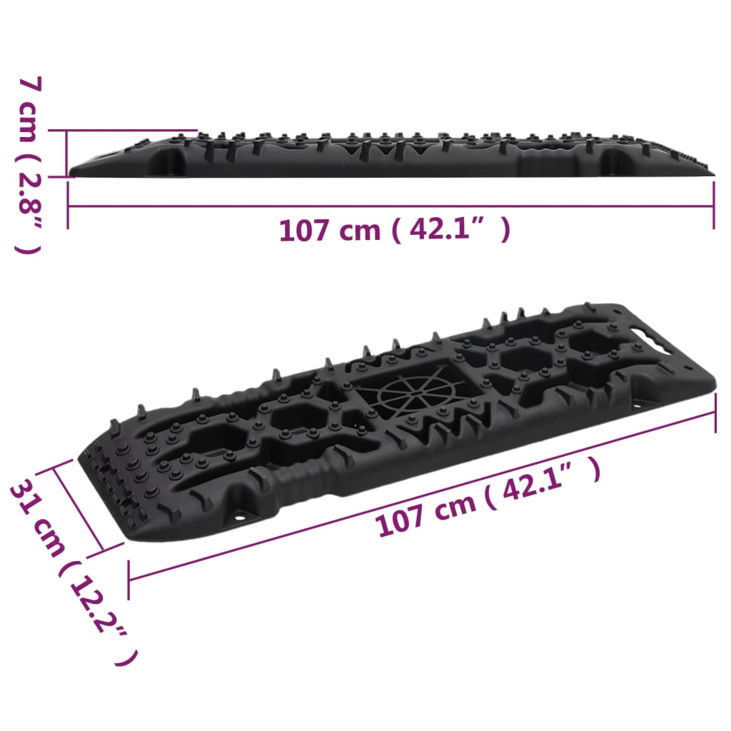 vidaXL Trapy, 2 szt., czarne, 107x31x7 cm, nylon