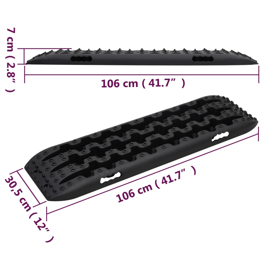 vidaXL Trapy, 2 szt., czarne, 106x30,5x7 cm, nylon