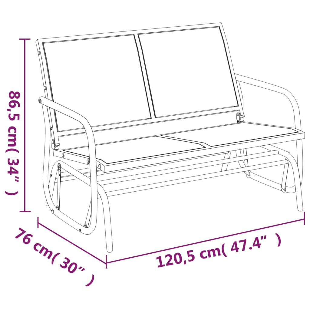 vidaXL Huśtawka ogrodowa, czarna, 120,5x76x86,5 cm, textilene i stal