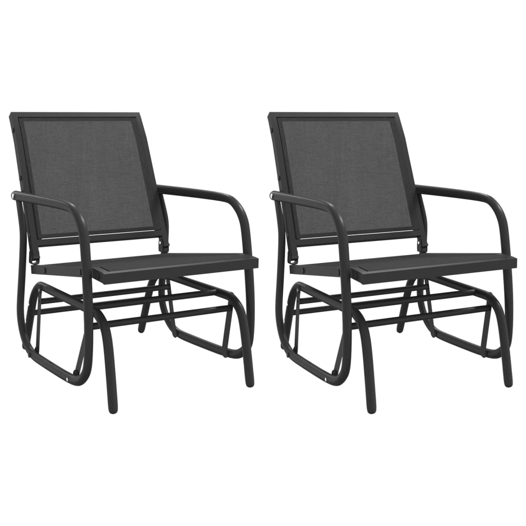 vidaXL Ogrodowe fotele bujane, 2 szt., czarne, 61x76x87 cm, textilene