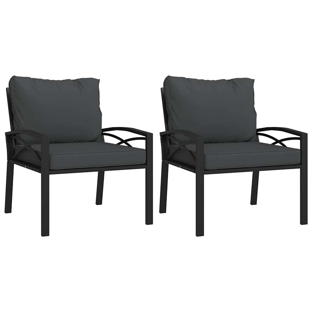 vidaXL Krzesła ogrodowe z szarymi poduszkami, 2 szt, 68x76x79 cm, stal