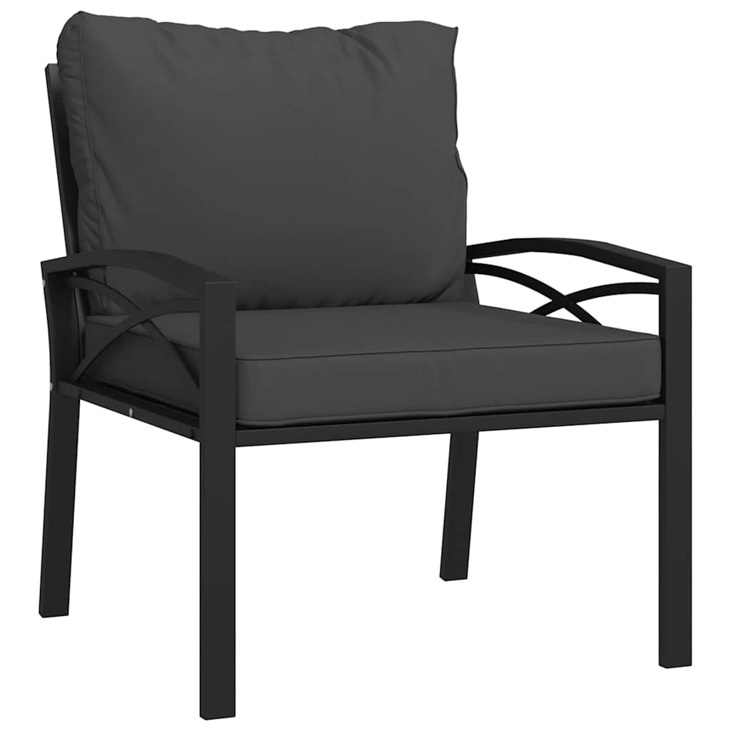 vidaXL Krzesła ogrodowe z szarymi poduszkami, 2 szt, 68x76x79 cm, stal