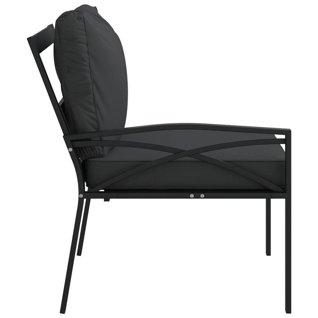 vidaXL Krzesła ogrodowe z szarymi poduszkami, 2 szt, 62x75x79 cm, stal