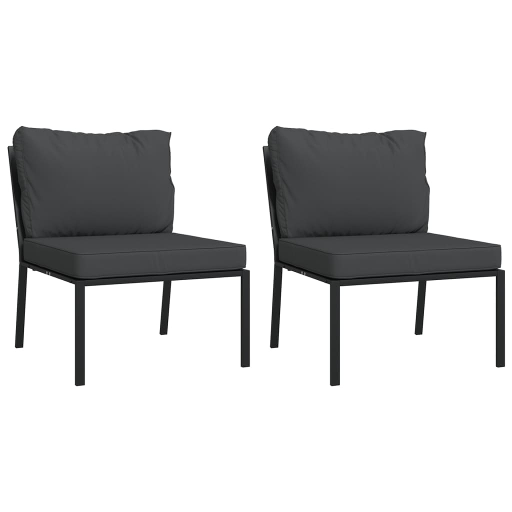 vidaXL Krzesła ogrodowe z szarymi poduszkami, 2 szt, 60x74x79 cm, stal