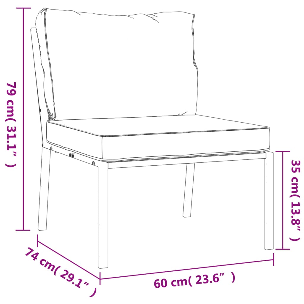 vidaXL Krzesła ogrodowe z szarymi poduszkami, 2 szt, 60x74x79 cm, stal