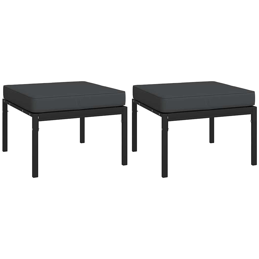 vidaXL Podnóżki ogrodowe z szarymi poduszkami, 2 szt, 60x60x35cm, stal