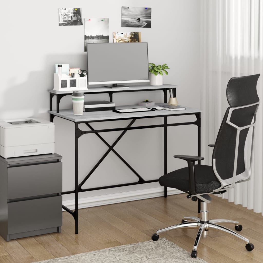 vidaXL Biurko, szary dąb sonoma, 100x50x90 cm