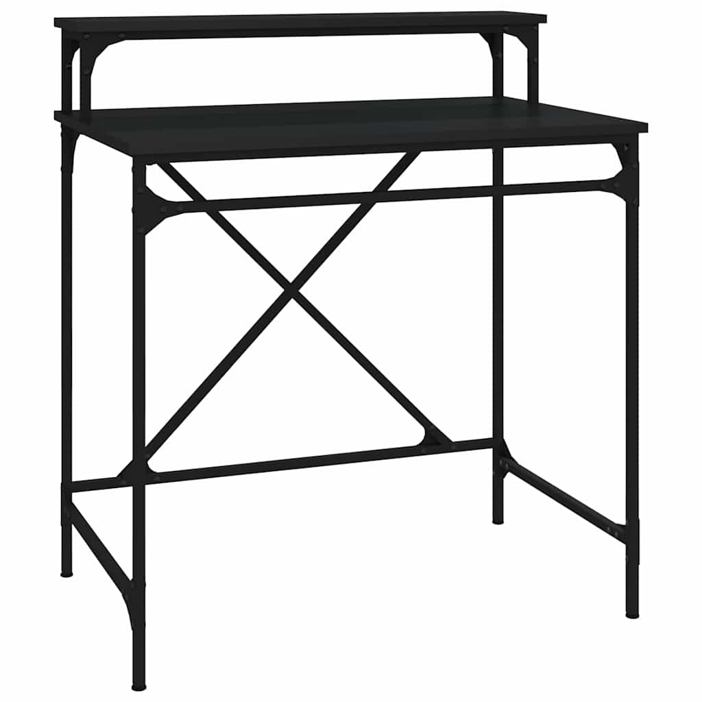 vidaXL Biurko, czarne, 80x50x90 cm, materiał drewnopochodny i żelazo