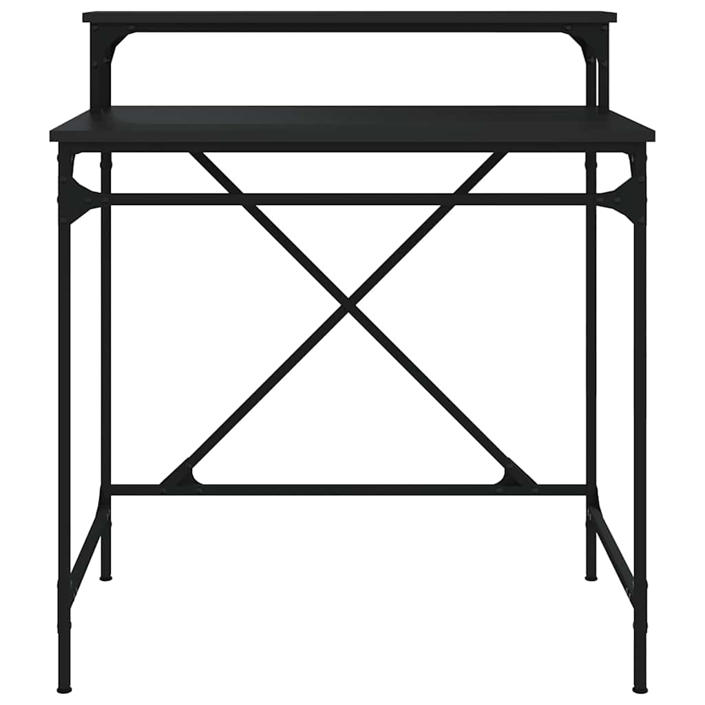vidaXL Biurko, czarne, 80x50x90 cm, materiał drewnopochodny i żelazo