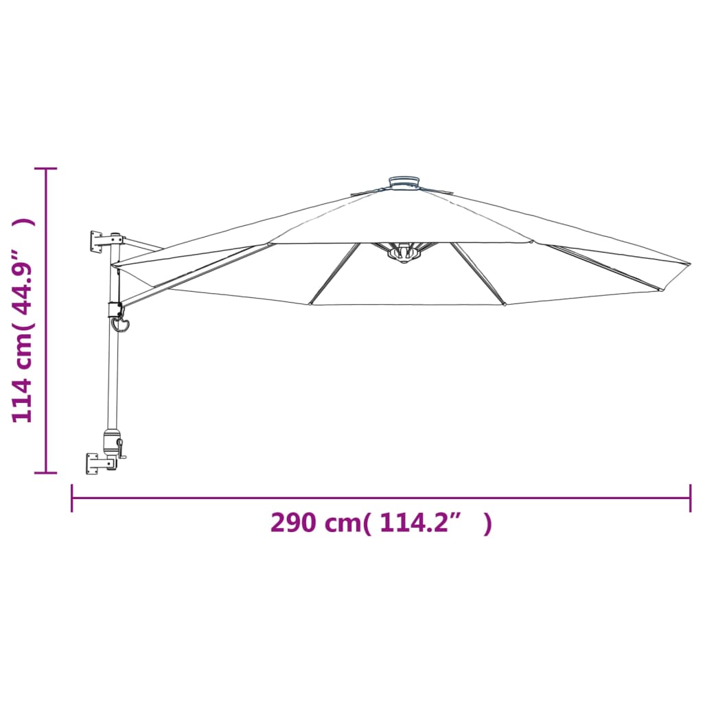 vidaXL Ścienny parasol ogrodowy, zielony, 290 cm