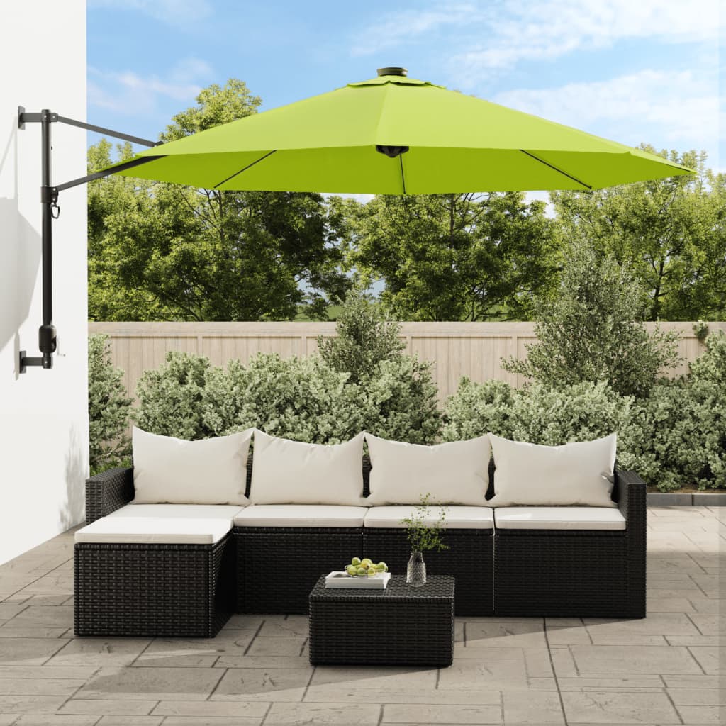 vidaXL Ścienny parasol ogrodowy, zielony, 290 cm