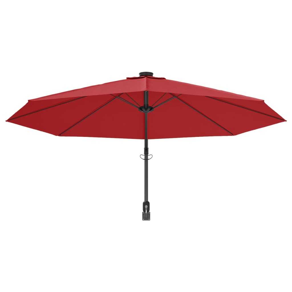 vidaXL Ścienny parasol ogrodowy, czerwony, 290 cm