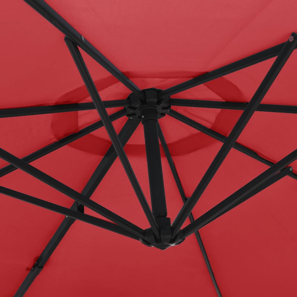 vidaXL Ścienny parasol ogrodowy, czerwony, 290 cm