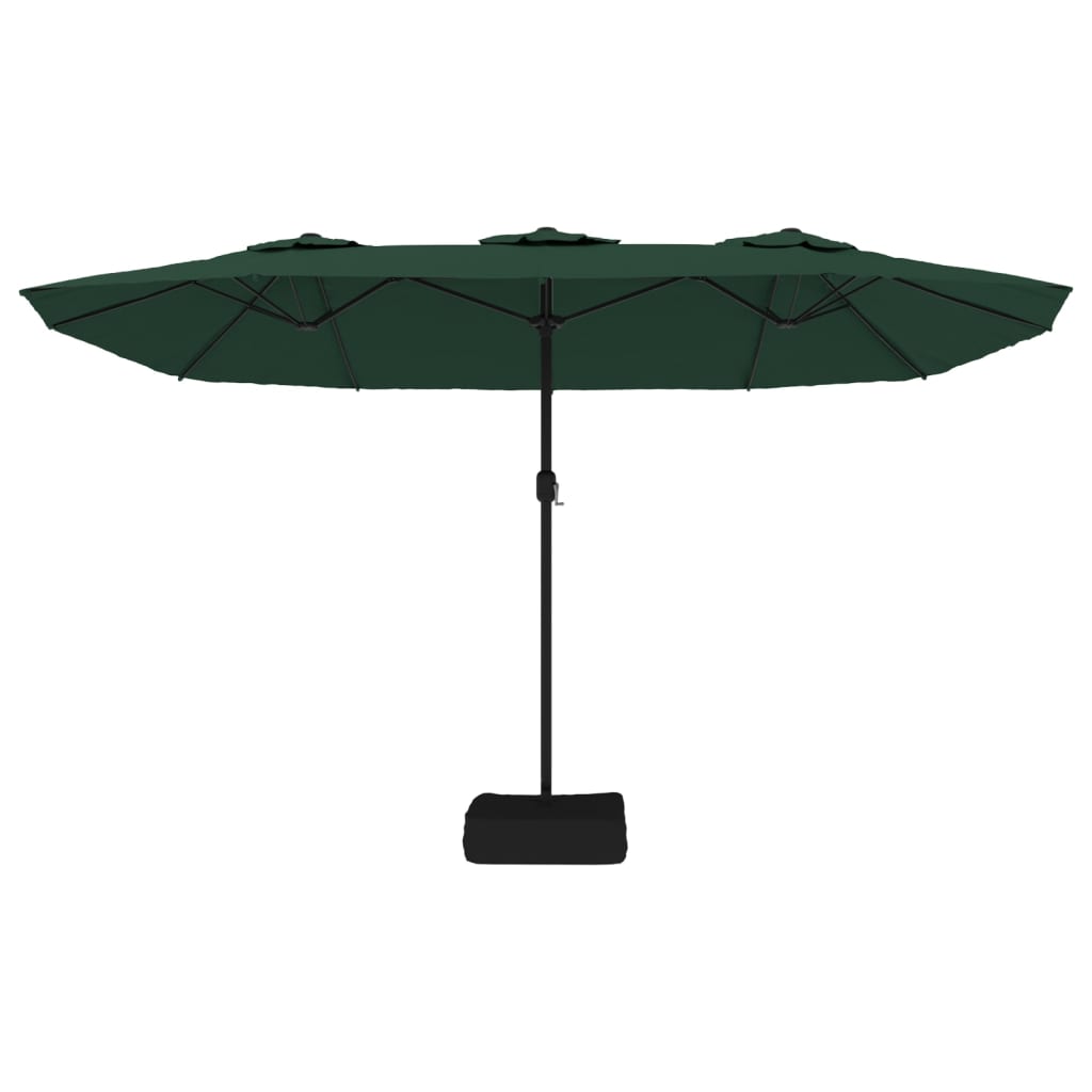 vidaXL Podwójny parasol ogrodowy, zielony, 449x265 cm